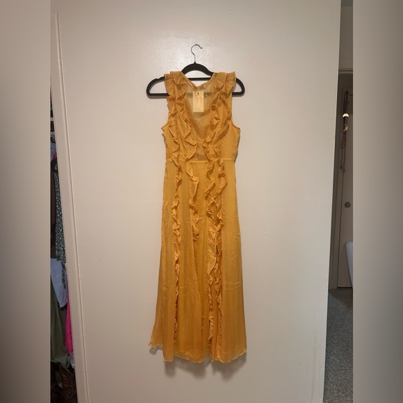 Yellow Maxi Dress with ruffles - Picture 3 of 4
